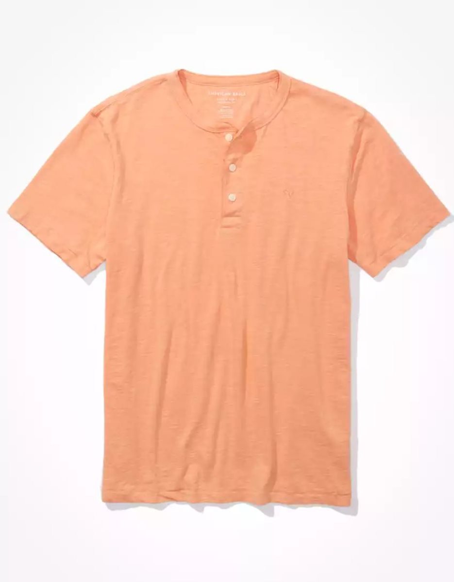 T Shirts American Eagle AE Super Soft Slub Henley Orange Homme | JJB-53136458